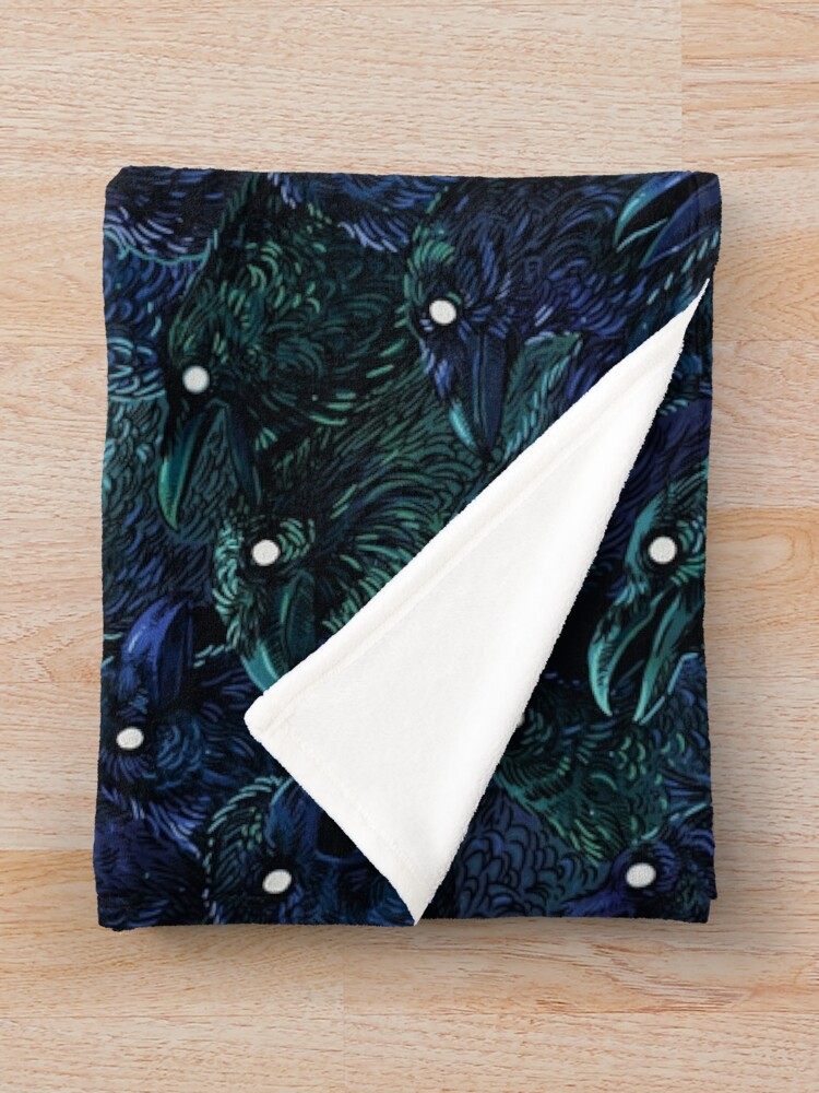 Alternate view of Raven pattern Throw Blanket