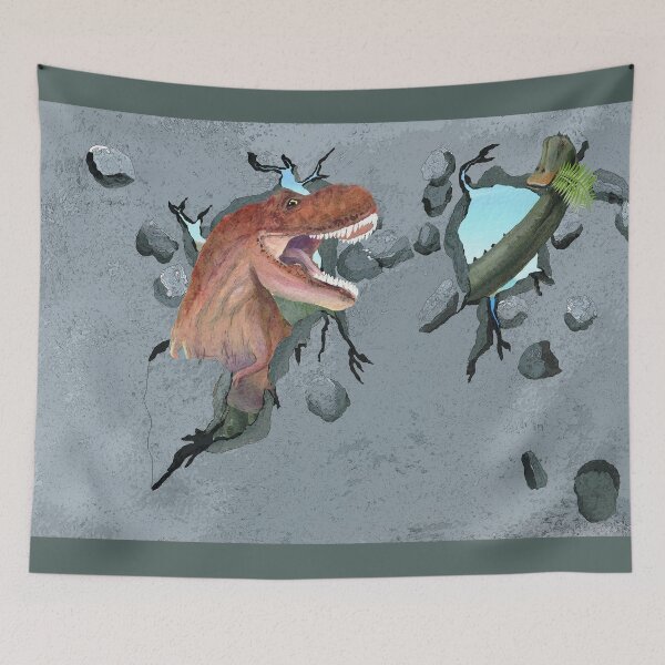 Item preview, Two Dinosaurs are Breaking Through the Wall designed and sold by Melissa J Barrett.