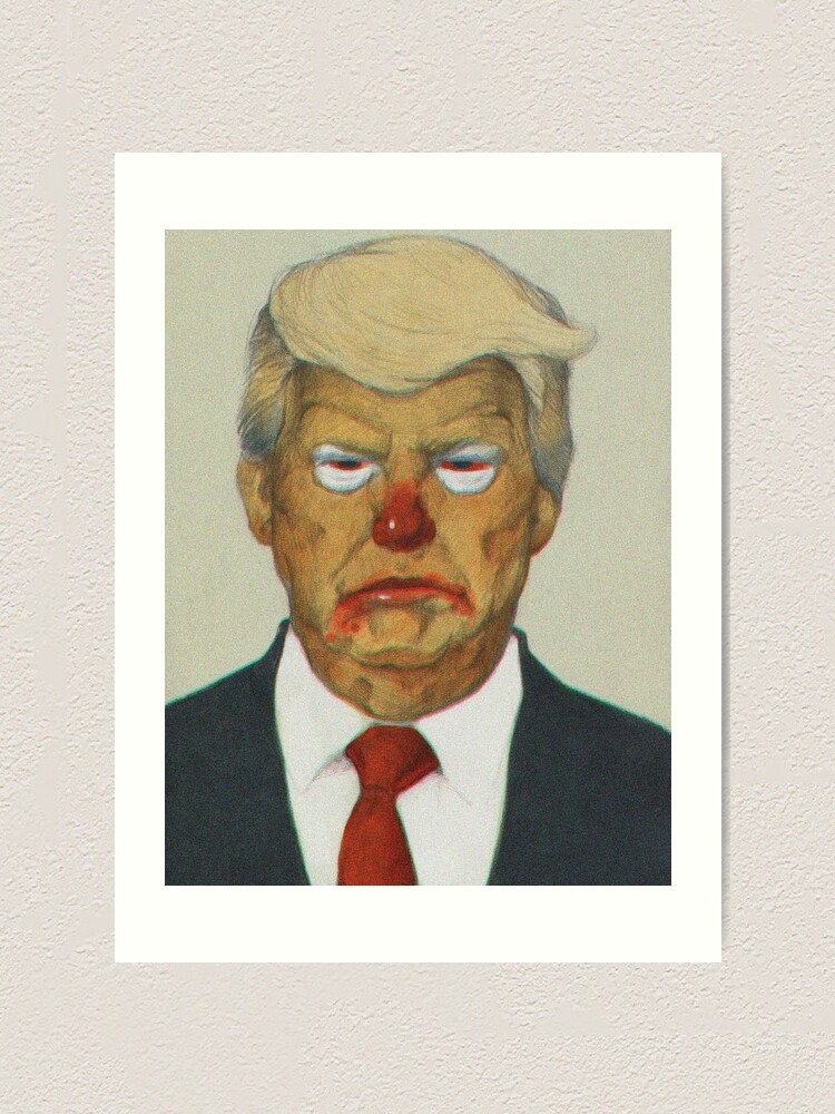 Alternate view of Loud Clown Trump Portrait | Digitally Manipulated Graphite Drawing Art Print