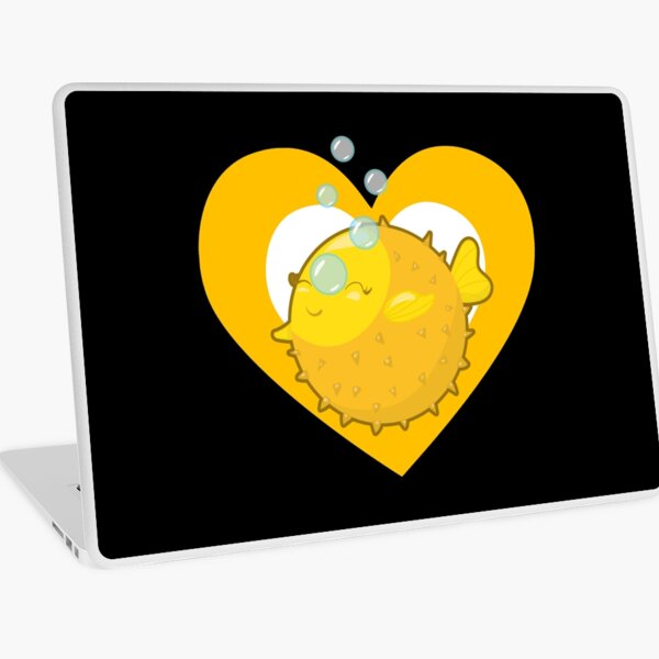 Cute Pufferfish Heart for Blowfish Lovers Laptop Skin