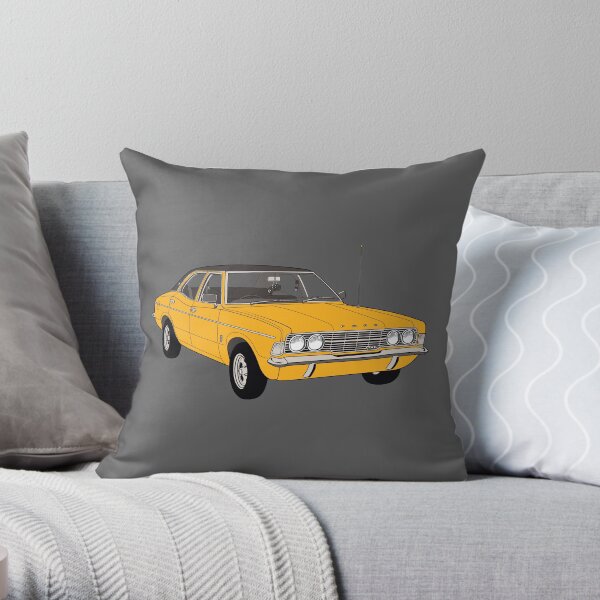1972 Ford Cortina TC Mark III GXL - Amber paint (Fan Art Vector Drawing) Throw Pillow
