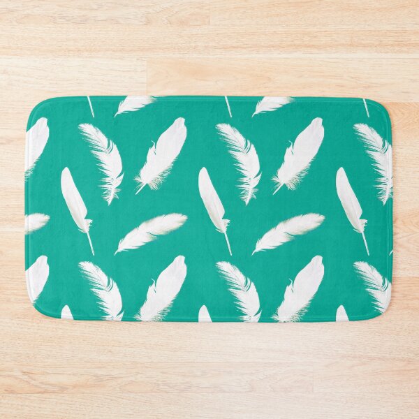 Item preview, White feather print on turquoise designed and sold by Marymarice.