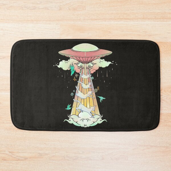 Item preview, UFO Abducting Cats Surreal Alien Art designed and sold by cellsdividing.