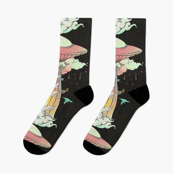 Item preview, UFO Abducting Cats Surreal Alien Art designed and sold by cellsdividing.