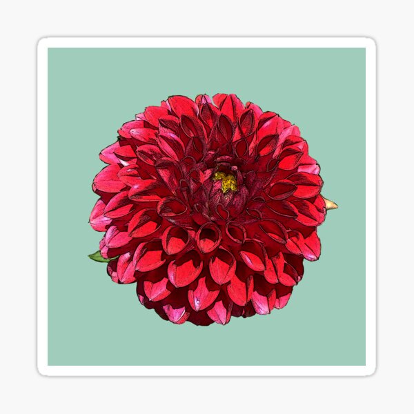 Item preview, Red Dahlia Flower on  Mint Background designed and sold by KeksWorkroom.