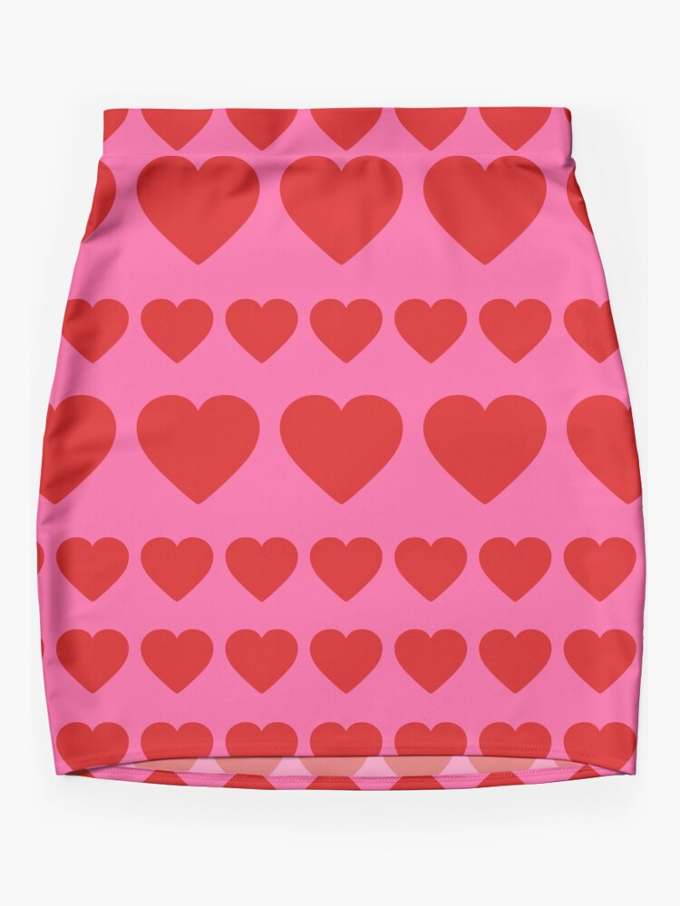 Pink mini skirt with red clearance hearts