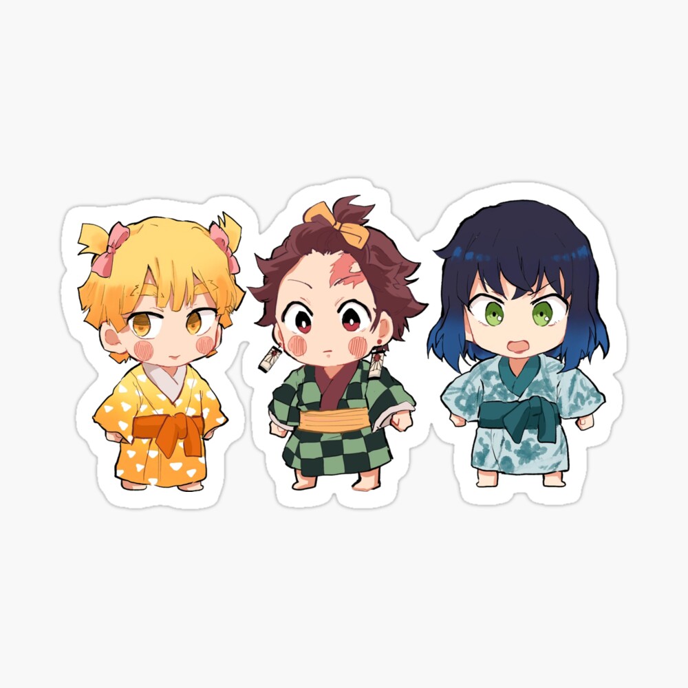 Demon Slayer Kimetsu No Yaiba Chibi Version Zenitsu Agatsuma Inosuke Hashibir And Tanjiro Kamado Photographic Print By Kawaiigaming Redbubble