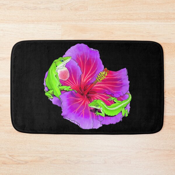 Item preview, Green Anoles on a Hibiscus flower designed and sold by TinkerandBone.