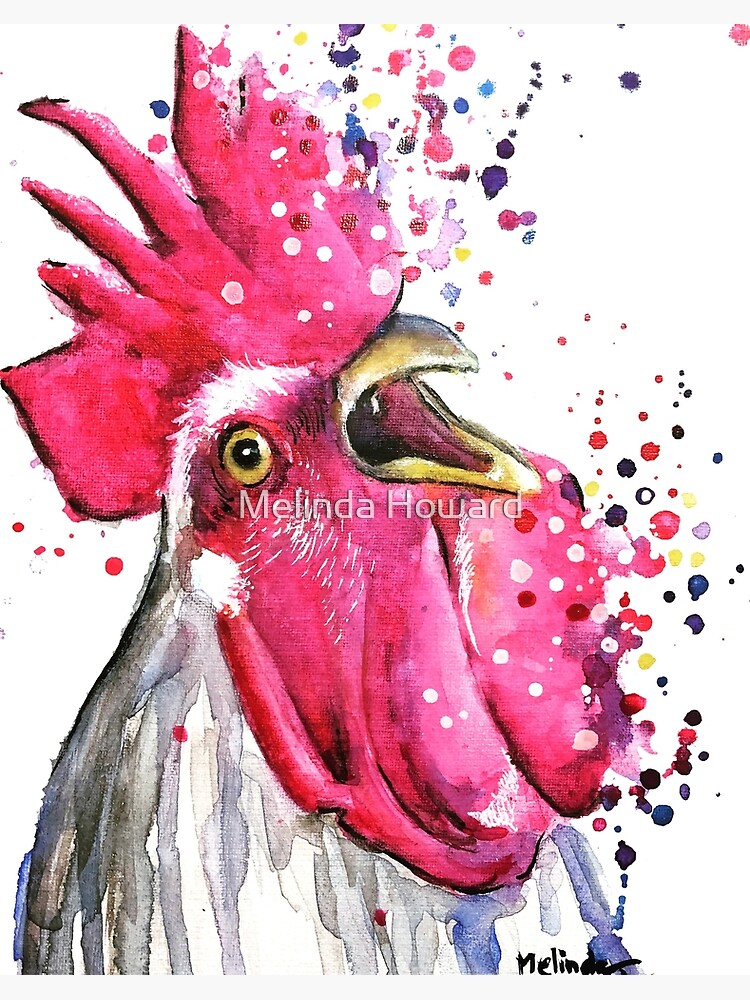 Rooster Fun Acrylic on Watercolor Paper Painting