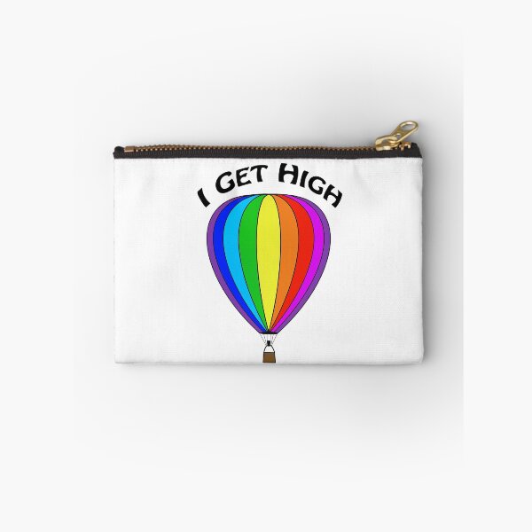 Item preview, Hot air balloon in rainbow colors with I Get High in bold text over the top - WelshDesigns designed and sold by welshdesigns.
