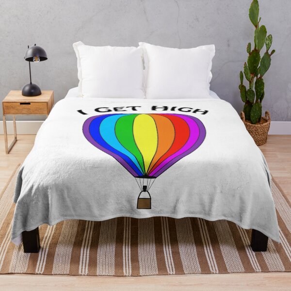 Item preview, Hot air balloon in rainbow colors with I Get High in bold text over the top - WelshDesigns designed and sold by welshdesigns.