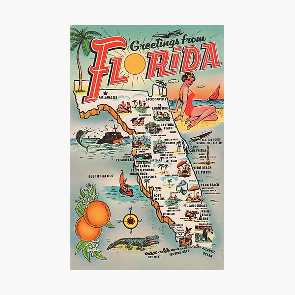 Item preview, Florida Tourism Poster designed and sold by VintageTeesNow.