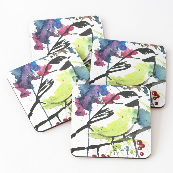 Item preview, Colorful Ink-Splash Black-Capped Chickadee designed and sold by Melinda Howard.
