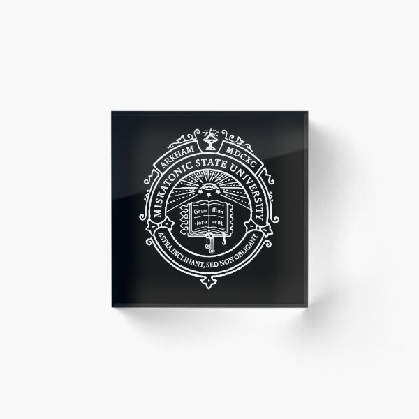 Miskatonic State University Seal Dark Acrylic Block