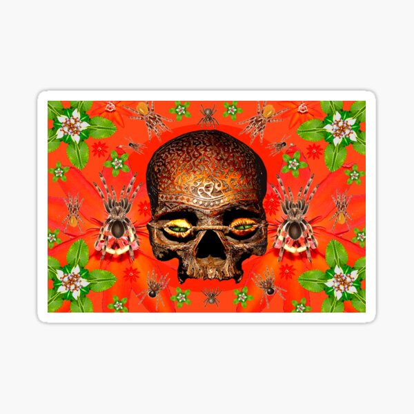 Red Spider Skull Sticker