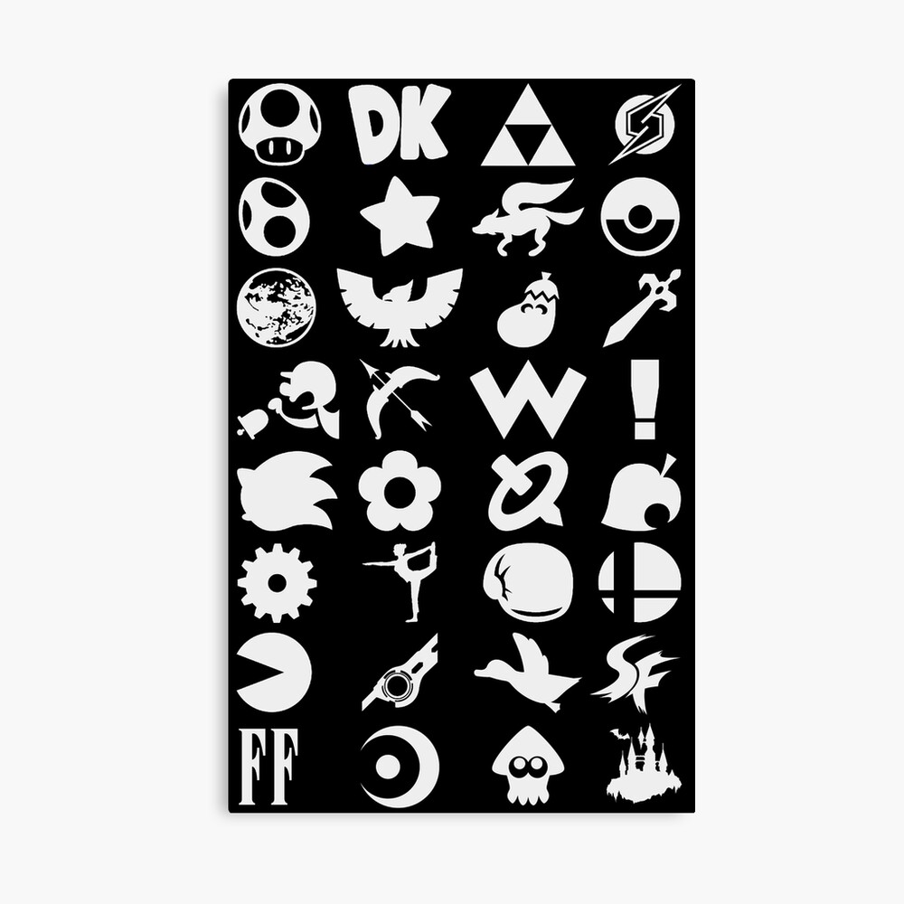 super smash bros ultimate series logos white icons photographic print by surik redbubble