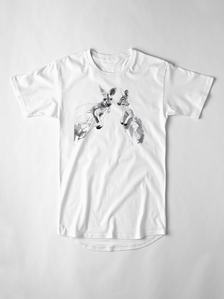 Alternate view of Kangaroos Black and White Long T-Shirt