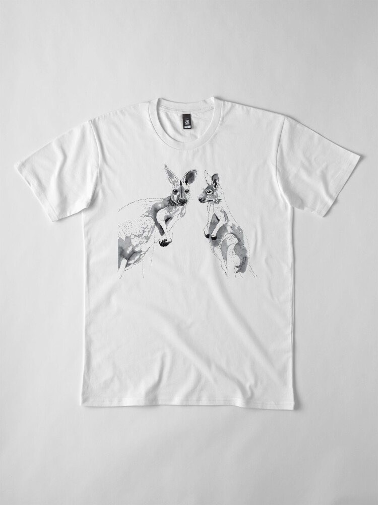 Alternate view of Kangaroos Black and White Premium T-Shirt