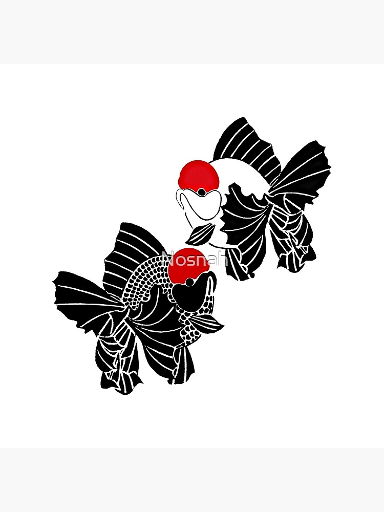 Oranda Goldfish Red Cap Tri Color and Red Cap Full Black logo | Art Board  Print
