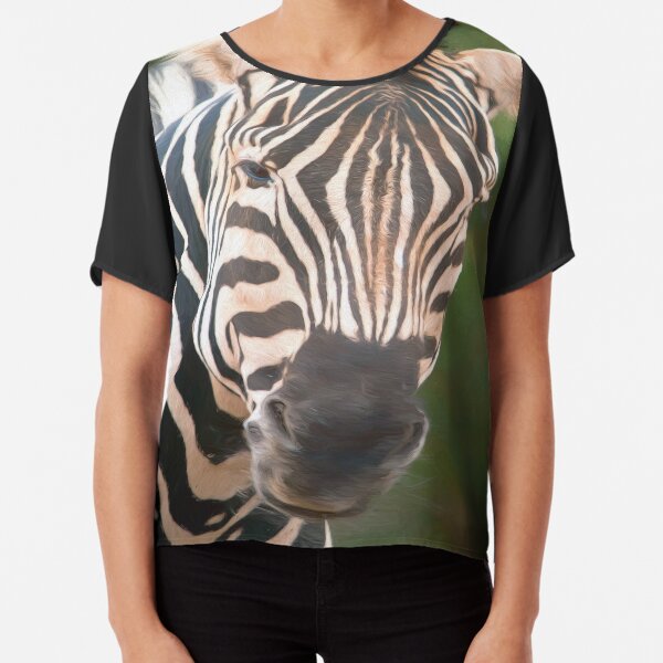 Curious Zebra (digital painting) Chiffon Top