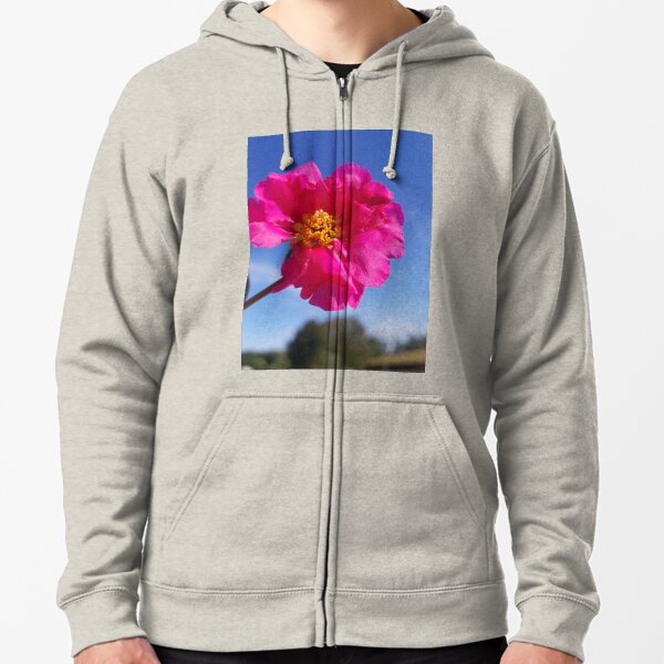 Moss Rose Portulaca, beautiful pink flower, pretty nature photo Zipped Hoodie