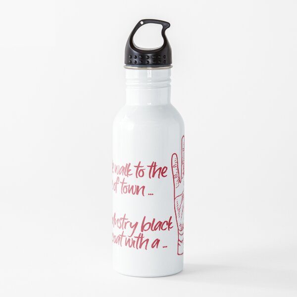 Mano derecha roja con letra Botella de agua