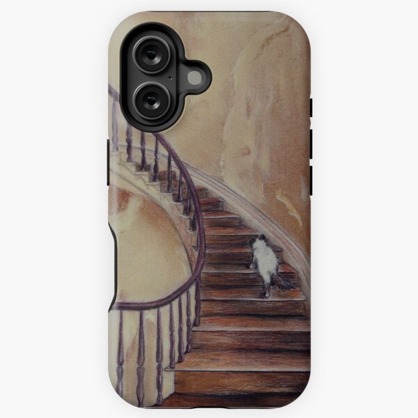 Vista previa del artículo con la obra «Gato en las escaleras», diseñado y vendido por Sarah  Mac Illustration.