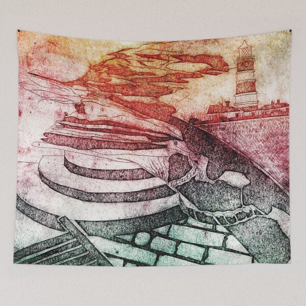 Item preview, Norfolk Coastline Collagraph designed and sold by CraftyBunStudio.