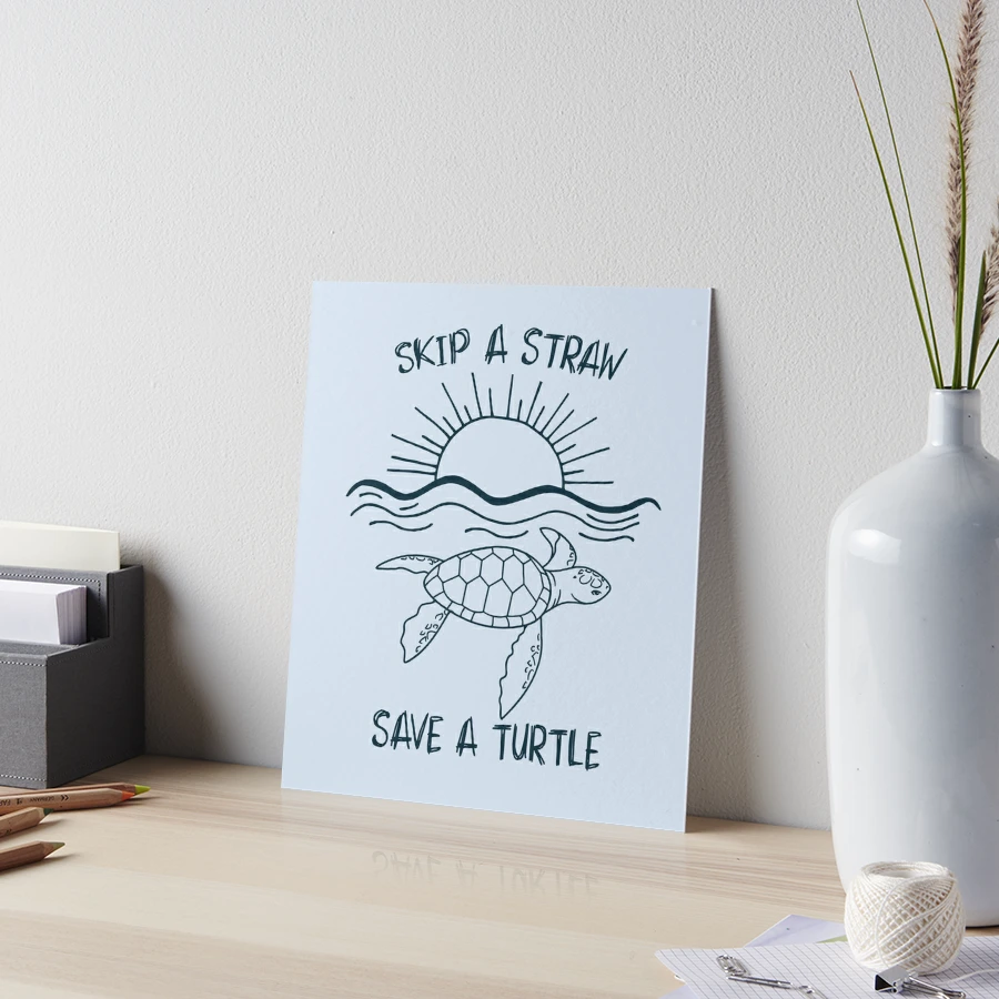 Skip a straw save a turtle Painting by Norman W - Pixels