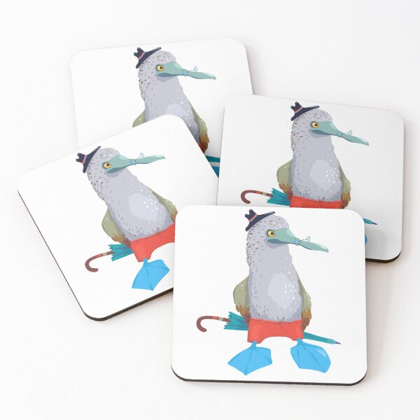 Item preview, Blue-footed booby in a hat, with glasses and an umbrella designed and sold by zatmeniee.