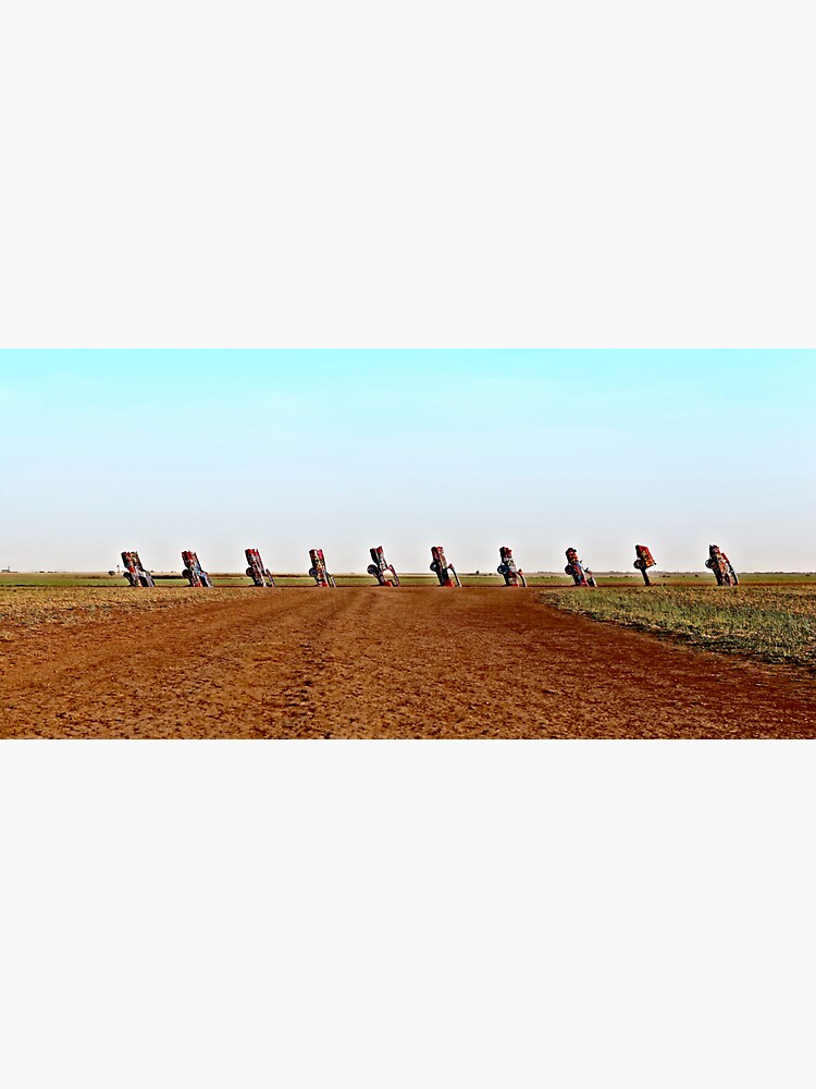 Artwork view, Cadillac Ranch Panorama on Route 66 designed and sold by Warren Paul Harris