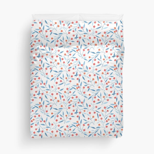 Winter berries on a white background Duvet Cover