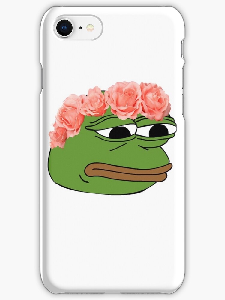 Flower Crown Pepe Frog iPhone Cases Skins by PennySoda