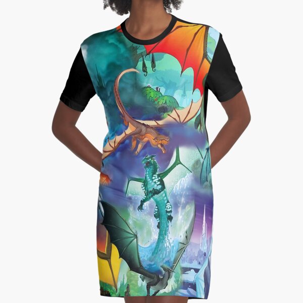 Wing of fire all dragon Pattern Background Graphic T-Shirt Dress