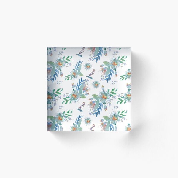 Watercolour Springtime Australian Pattern Acrylic Block