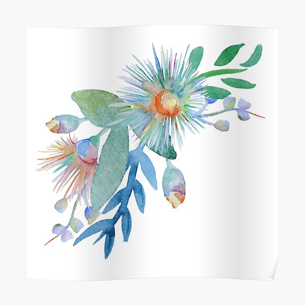 Watercolour Springtime Australian Pattern Poster