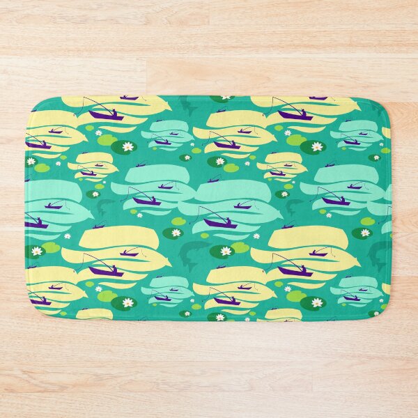 Item preview, Pattern with fishermen in boats (green version) designed and sold by Irina Ivanova.