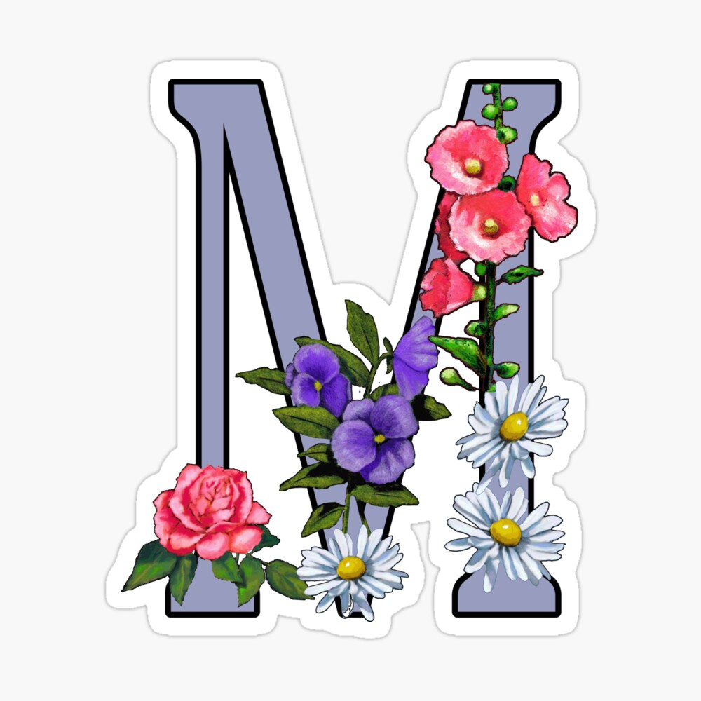 Letter M, Initial, Monogram, Alphabet, Pink and White Flowers ...