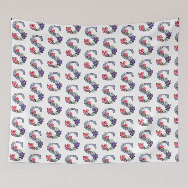 Item preview, Letter S, Initial, Monogram, Alphabet, Pink and White Flowers designed and sold by JoyfulWhimsy.