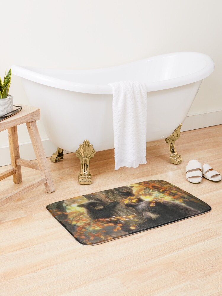 Thumbnail 1 of 6, Bath Mat, Black Bears designed and sold by David Penfound.