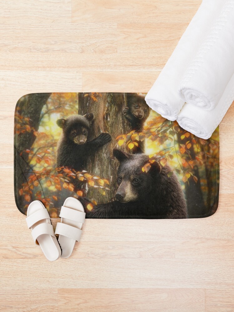 Bath Mat, Black Bears designed and sold by David Penfound
