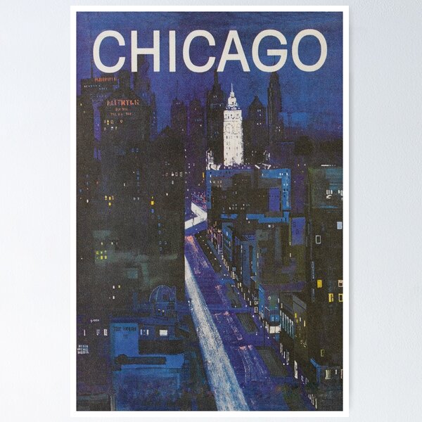 Aperçu de l'œuvre Affiche de voyage vintage de Chicago créée et vendue par vintagevivian.