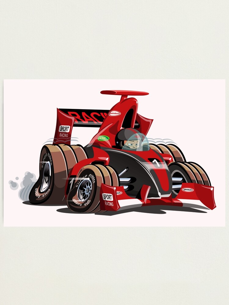 Impression photo for Sale avec l'œuvre « Voiture de course de formule 1 de  dessin animé » de l'artiste Mechanick