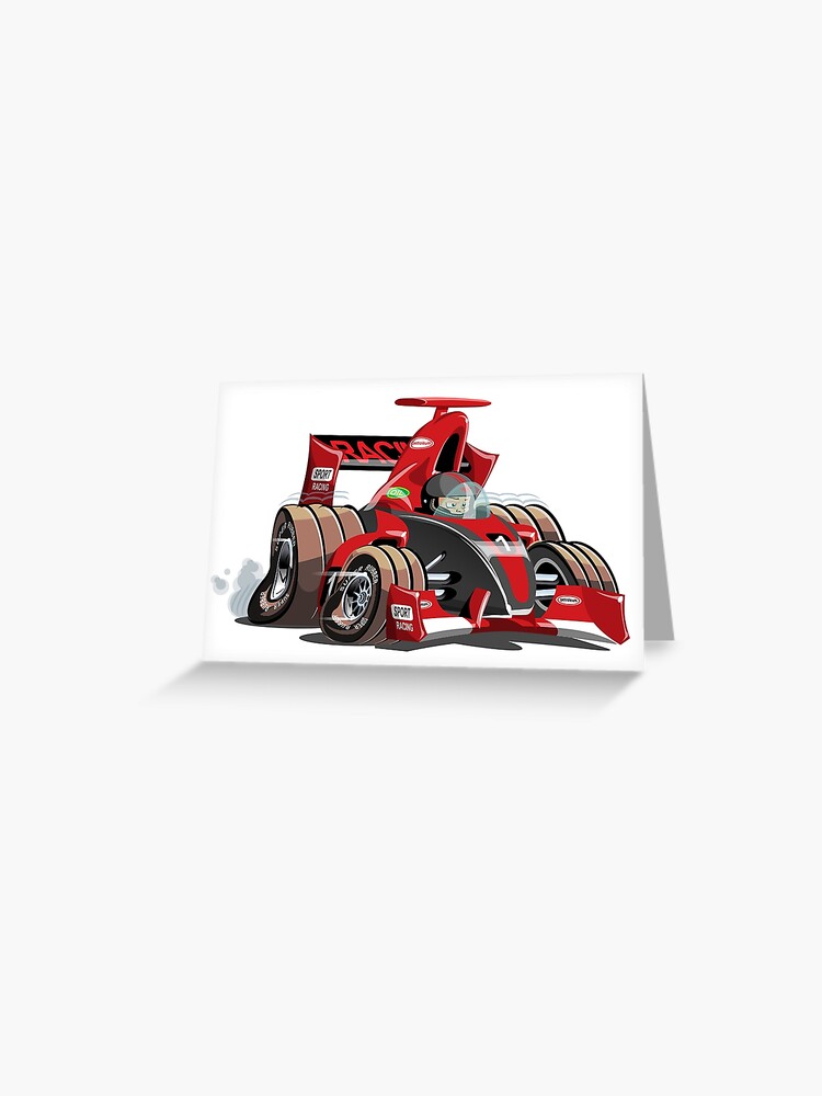 Carte de vœux avec l'œuvre « Voiture de Formule 1 Rouge Pop Art