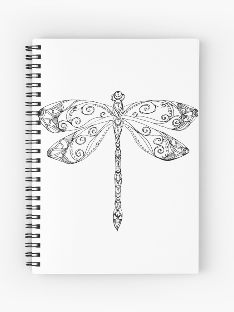 Personalized Notebook, Dragonflies and Flowers Sketchbook, Coil