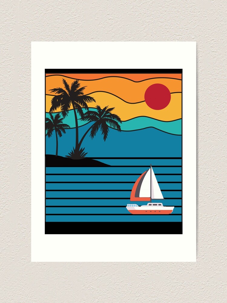 Vintage Retro Sailboat 80s 70s Style Sailing Boat Captain Art Print for  Sale by mrsmitful