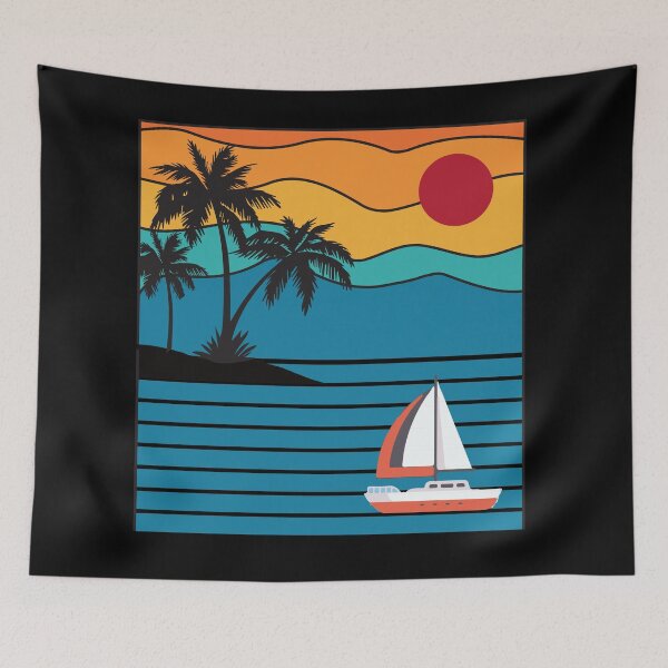 Item preview, Vintage Retro Sailboat 80s 70s Style Sailing Boat Captain designed and sold by mrsmitful.