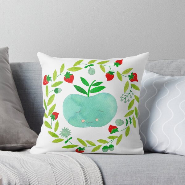 Item preview, mint apple with wreath and strawberries watercolor illustration designed and sold by PinkNounou.