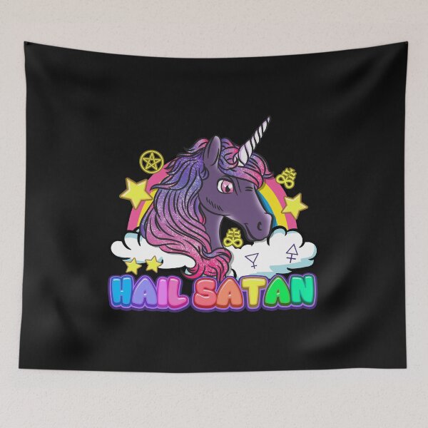 Artikelvorschau, Gegrüßet seist du Satan Einhorn I Satan Regenbogen Pentagramm Design entworfen und verkauft von biNutz.