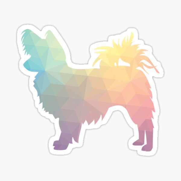 Item preview, Long Haired Chihuahua Dog Breed Silhouette Filled with Geometric Pattern in Pastel designed and sold by TriPodDogDesign.